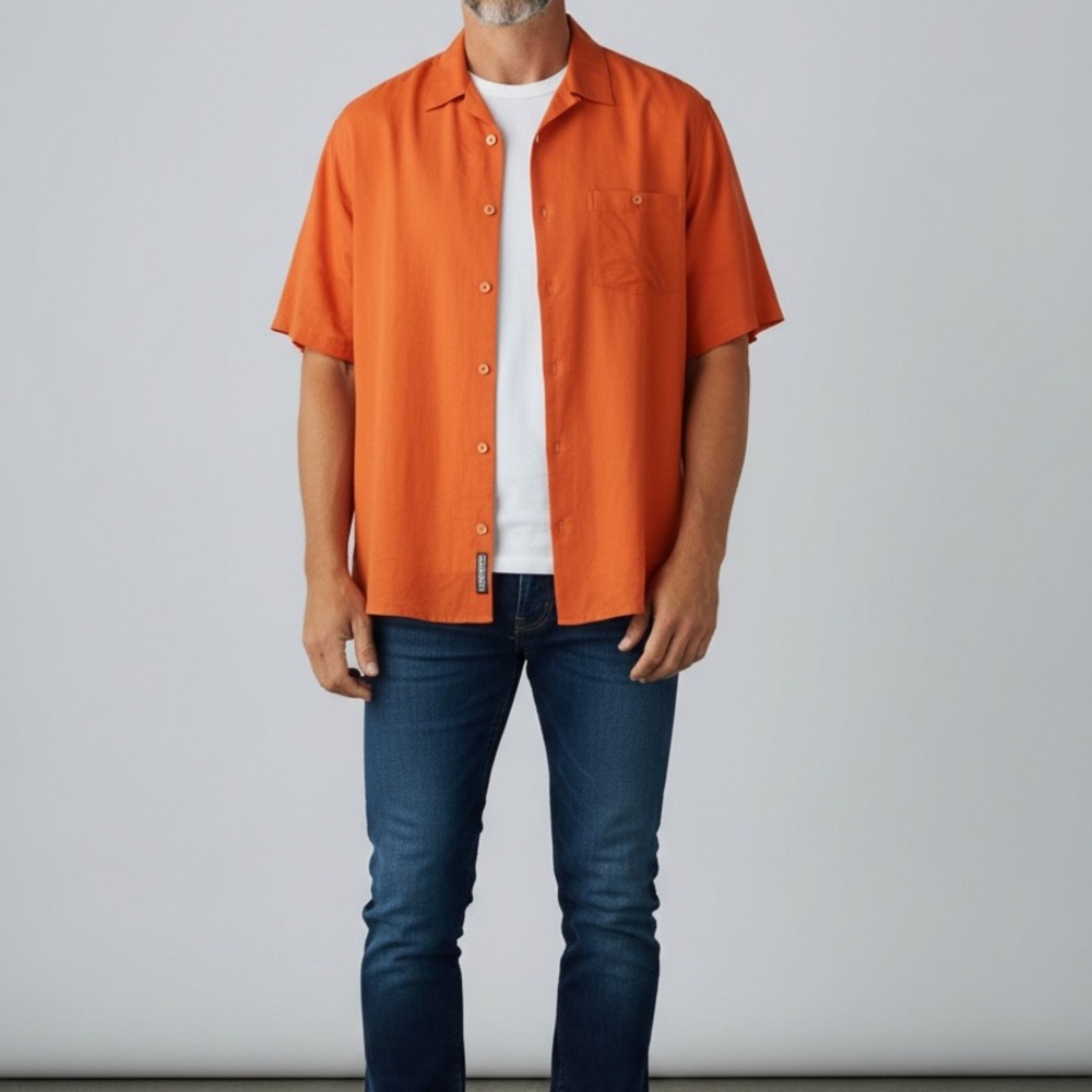 Tori Richard Men's Orange Red Casual Shirt